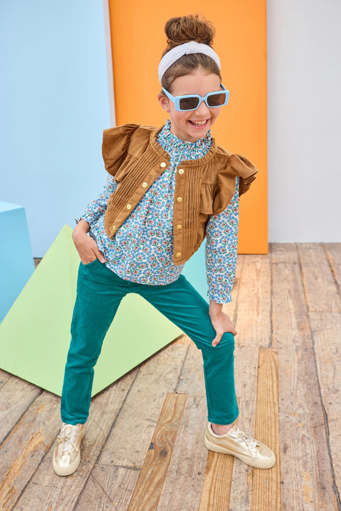 Annie Top - Brown Faux Suede