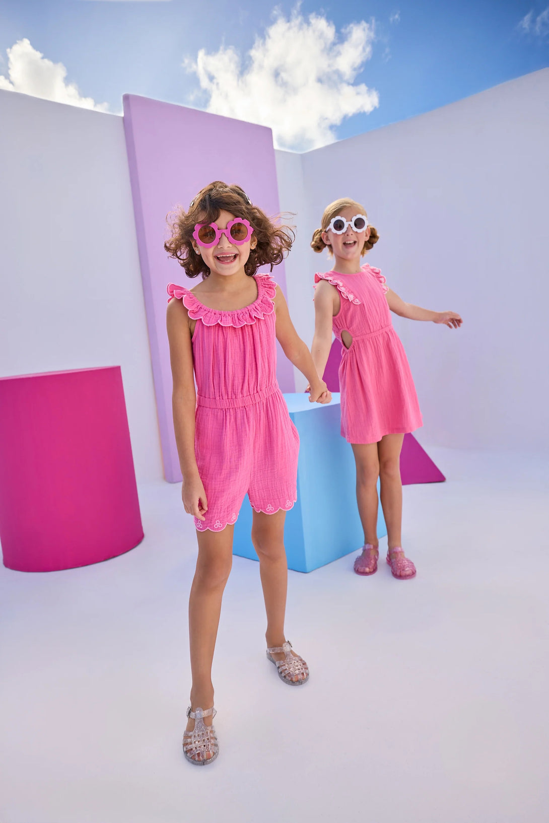 Flora Romper in Hot Pink