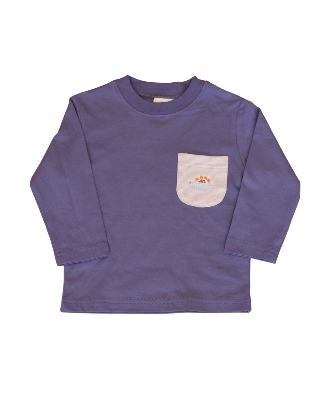 Blue T-Shirt with Dinosaur Embroidered Pocket