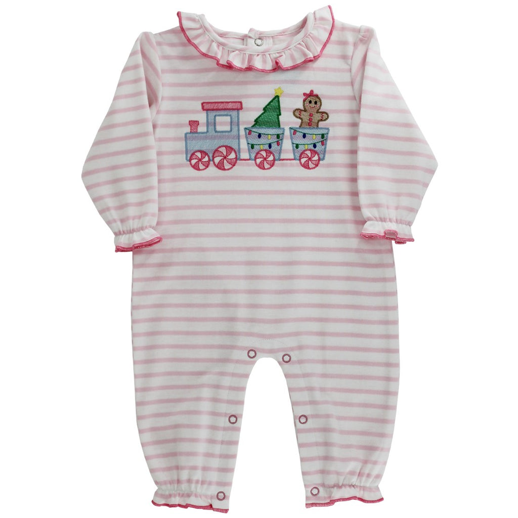 Gingerbread Express Girl Knit Romper