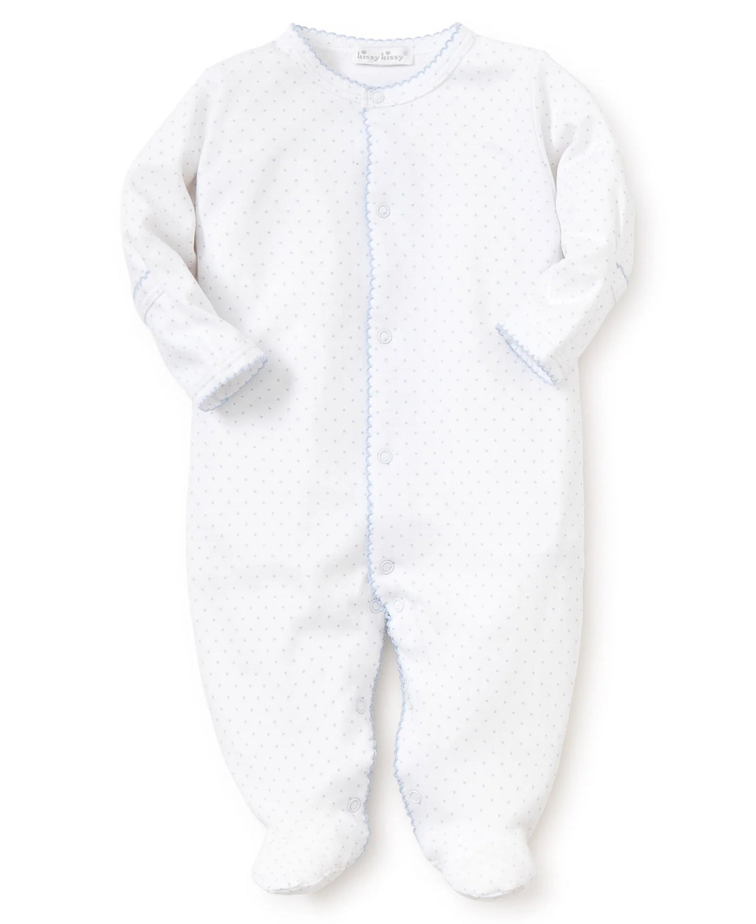 White/Blue New Kissy Dots Print Footie
