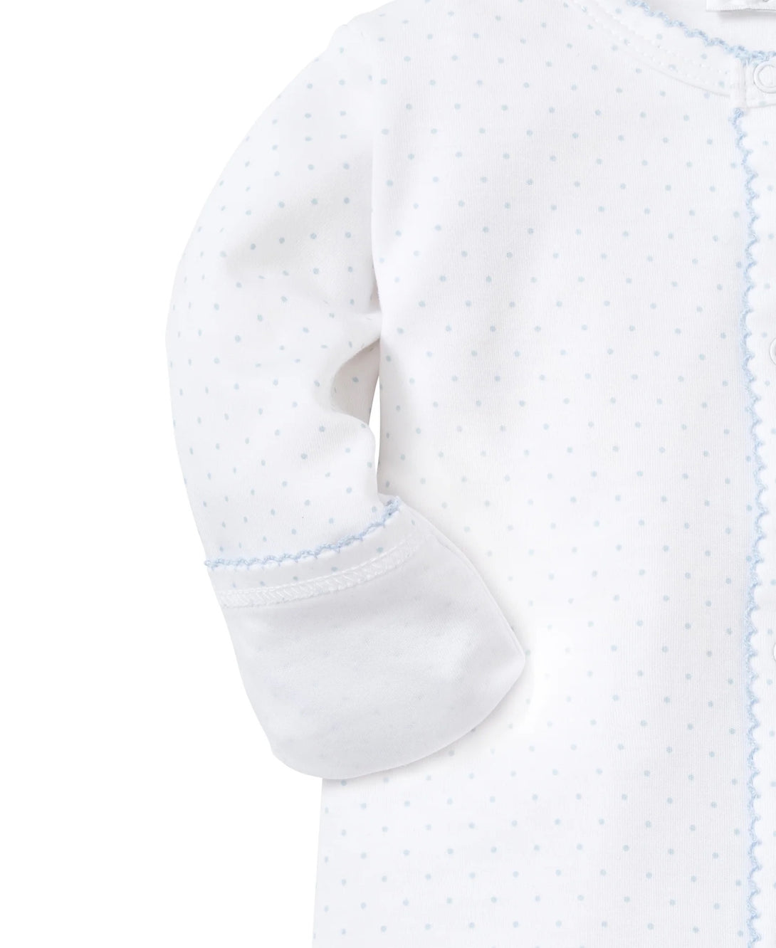 White/Blue New Kissy Dots Print Footie