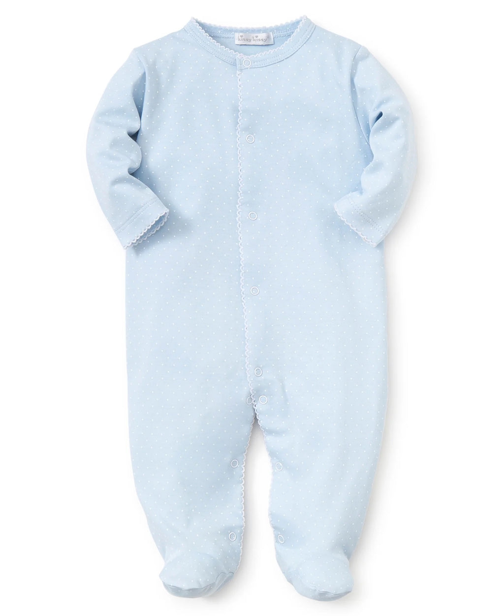 Blue/White New Kissy Dots Print Footie