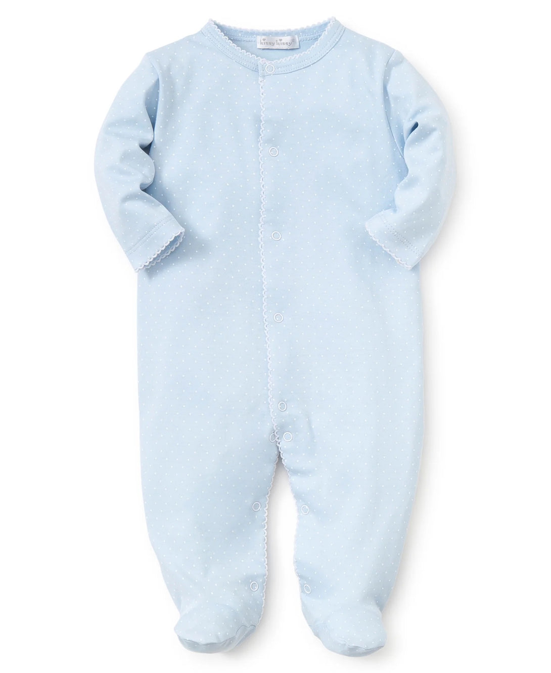 Blue/White New Kissy Dots Print Footie