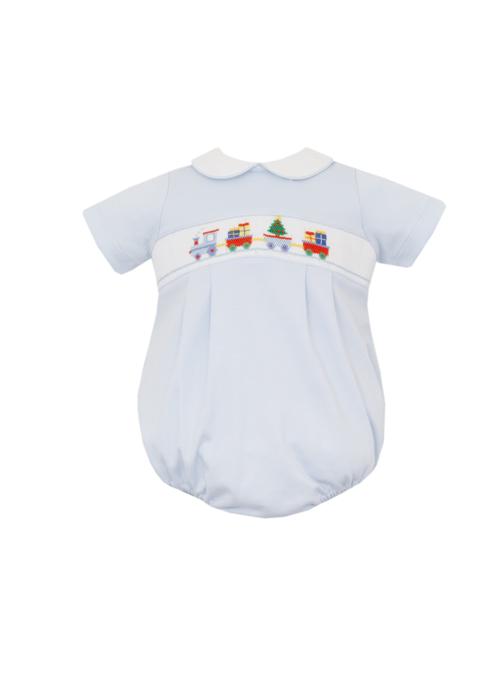 Christmas Train Light Blue Knit Boy Bubble