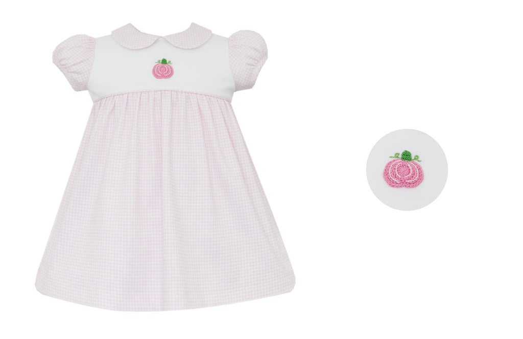 Pumpkins Pink Knit Gingham Dress PRE-ORDER