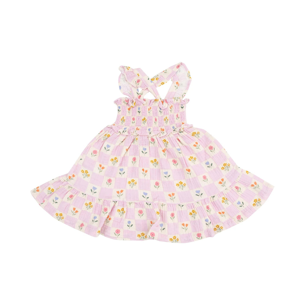 Smocked Ruffle Sundress Floral Check