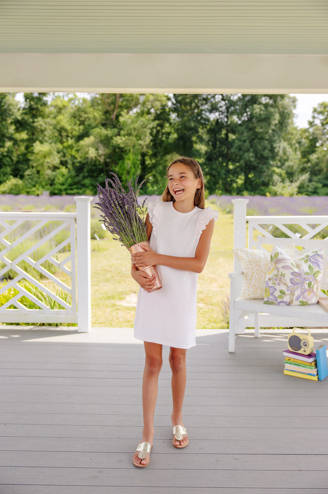 Ruehling Ruffle Dress Darien Dot Textured Knit