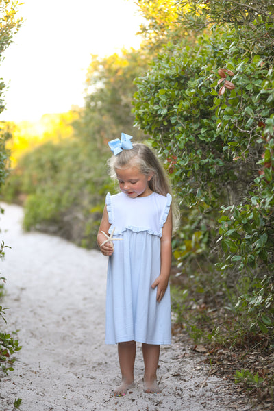 Alice Dress in Light Blue Stripe