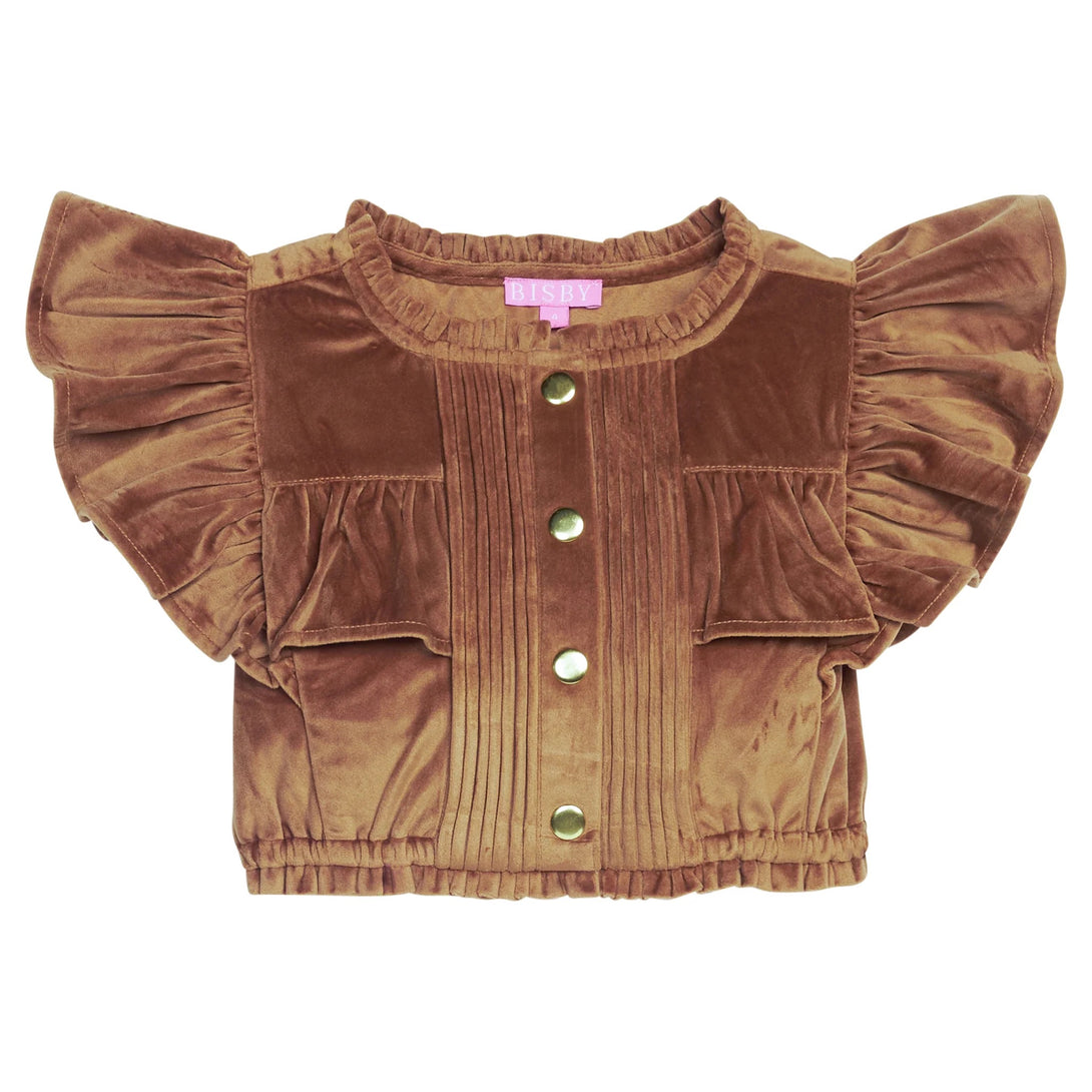 Annie Top - Brown Faux Suede