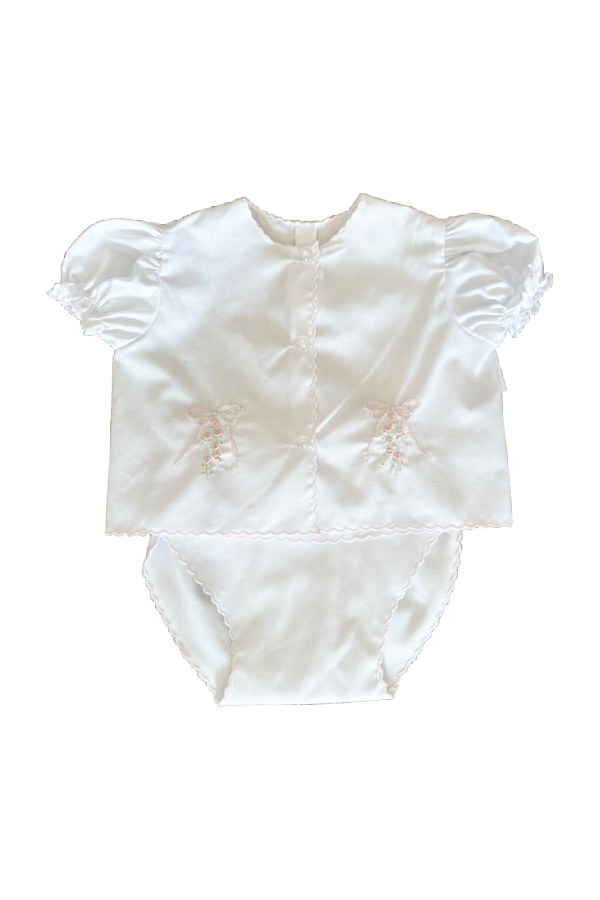 White with Pink Bow Diaper Set