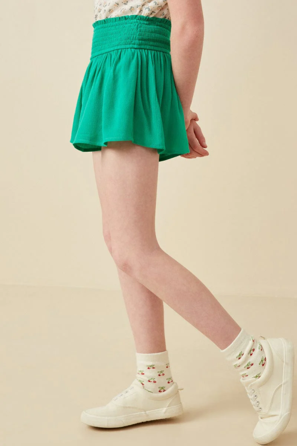 Smocked Waist Shorts in Green