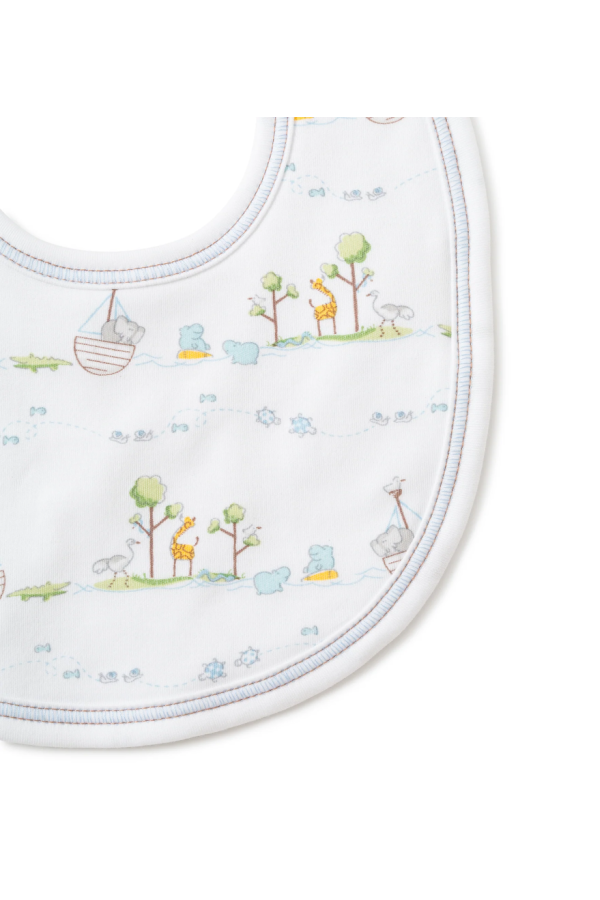 Noah's Print Bib in Light Blue