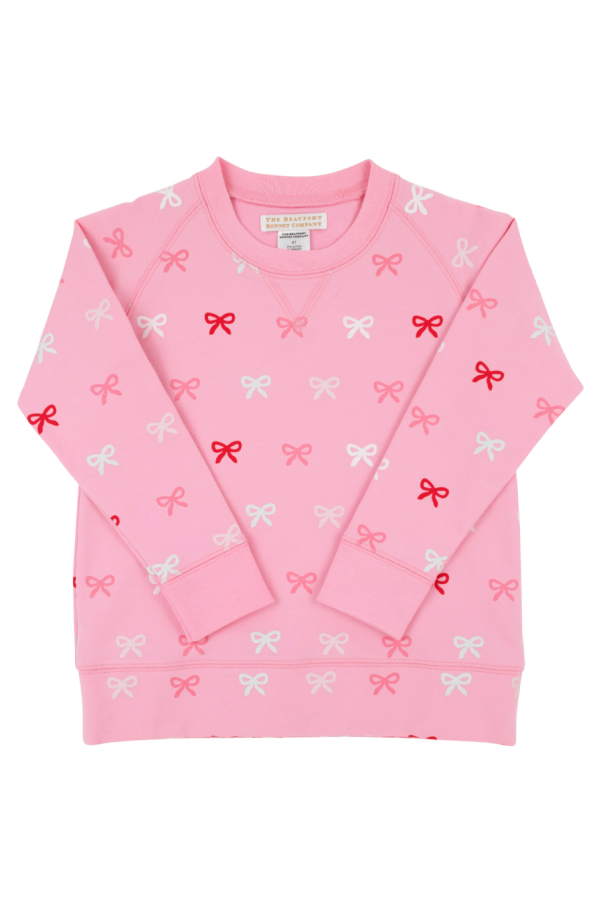 Cassidy Comfy Crewneck Bitty Bows/Hamptons Hot Pink