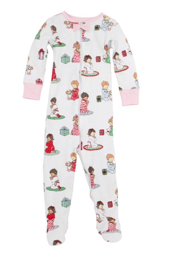 Noelle's Night Night Footed Holiday Patience and Prayers/Palm Beach Pink