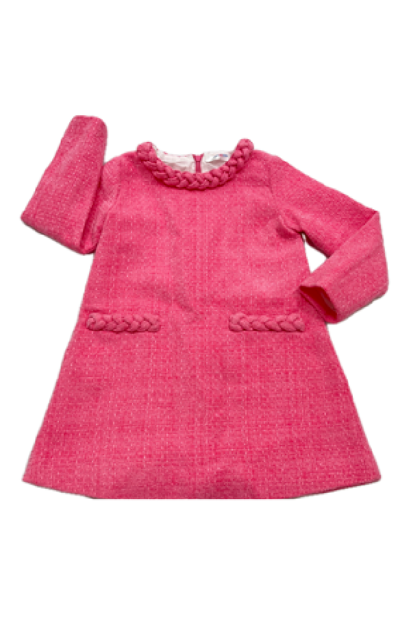 Audrey Pink Tweed Braided Dress