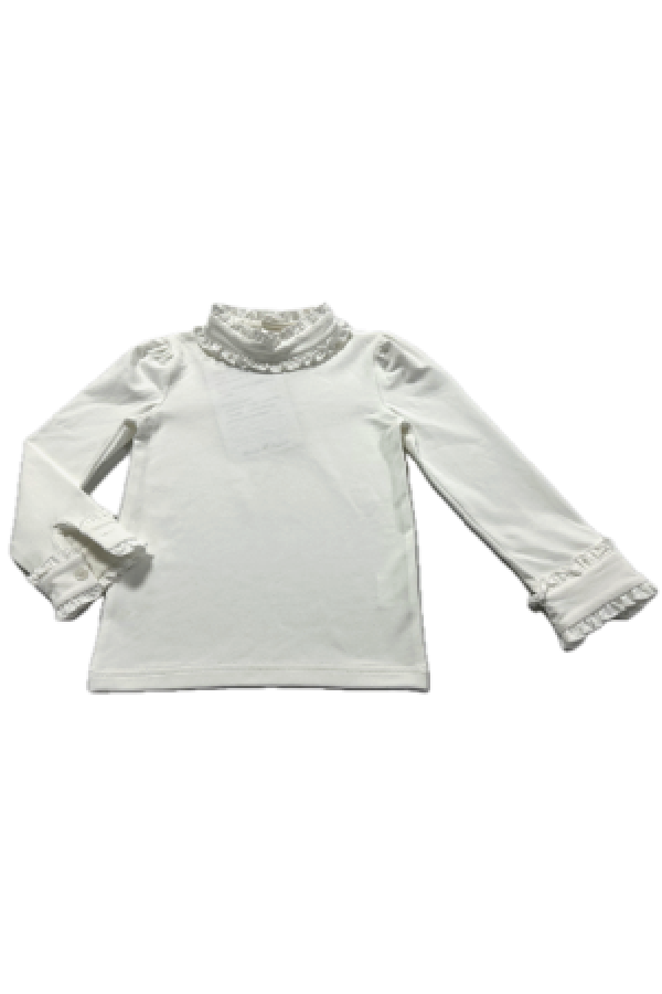 Mary White Long Sleeve Ruffle Collar Shirt