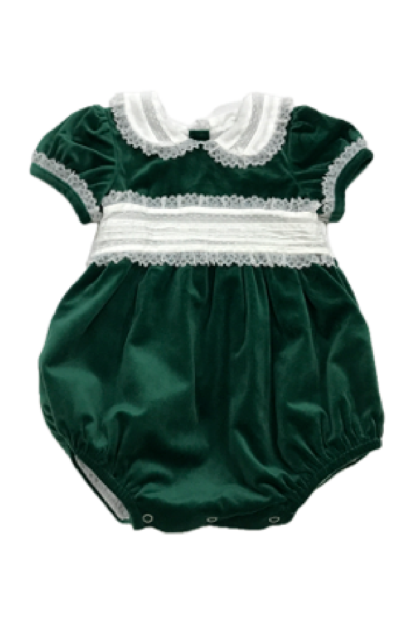 Sky Green Velvet Sash Waist Bubble