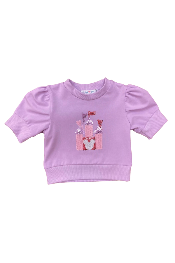 Lily Lavender Castle Sequin Puff Sleeve Shirt
