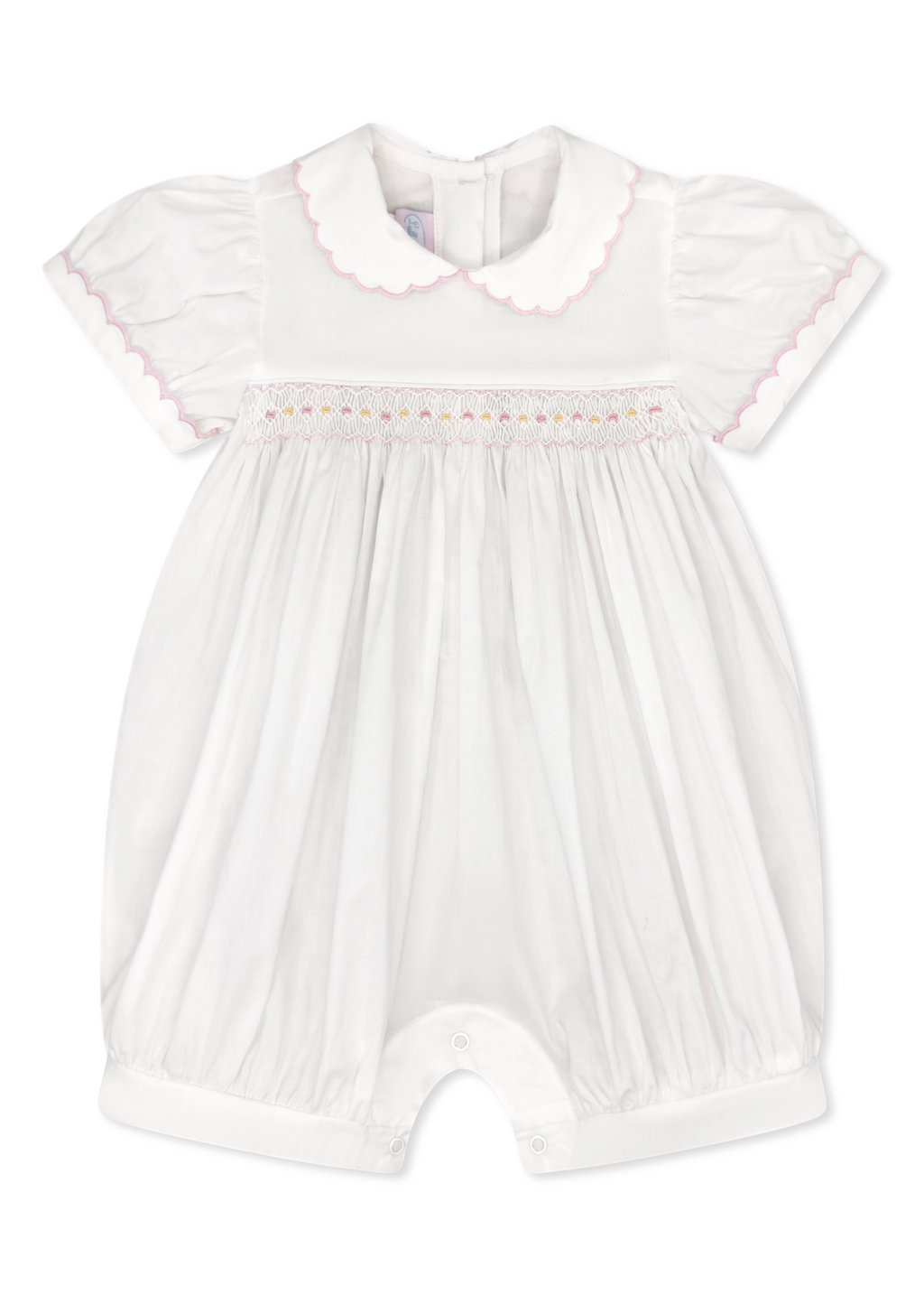 Belle Bubble in White Batiste with Pink and Yellow French Knots
