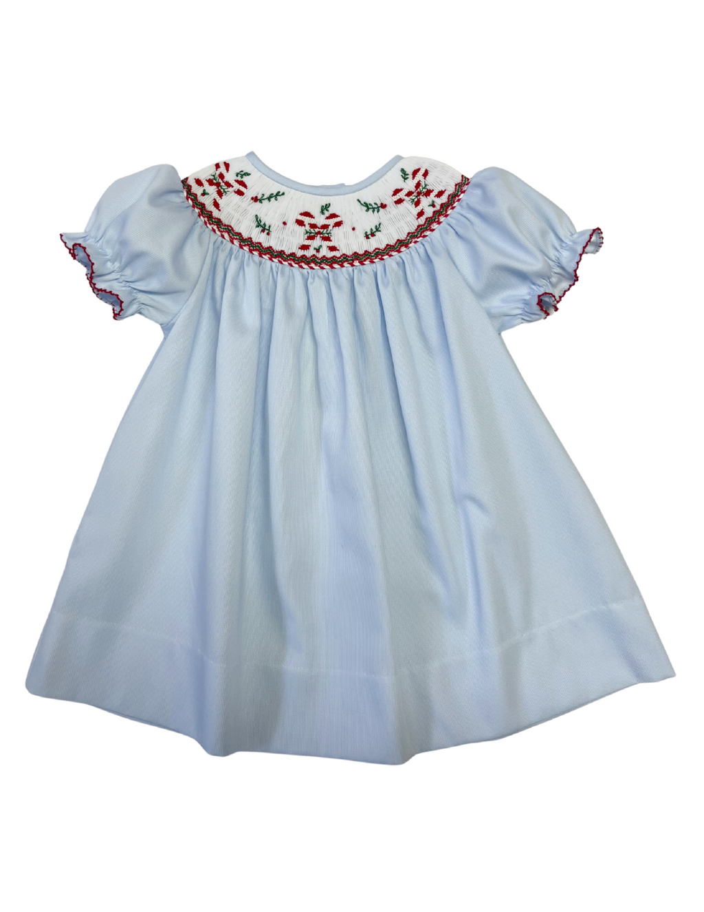 Emma Candy Cane Smocked Bishop Dress