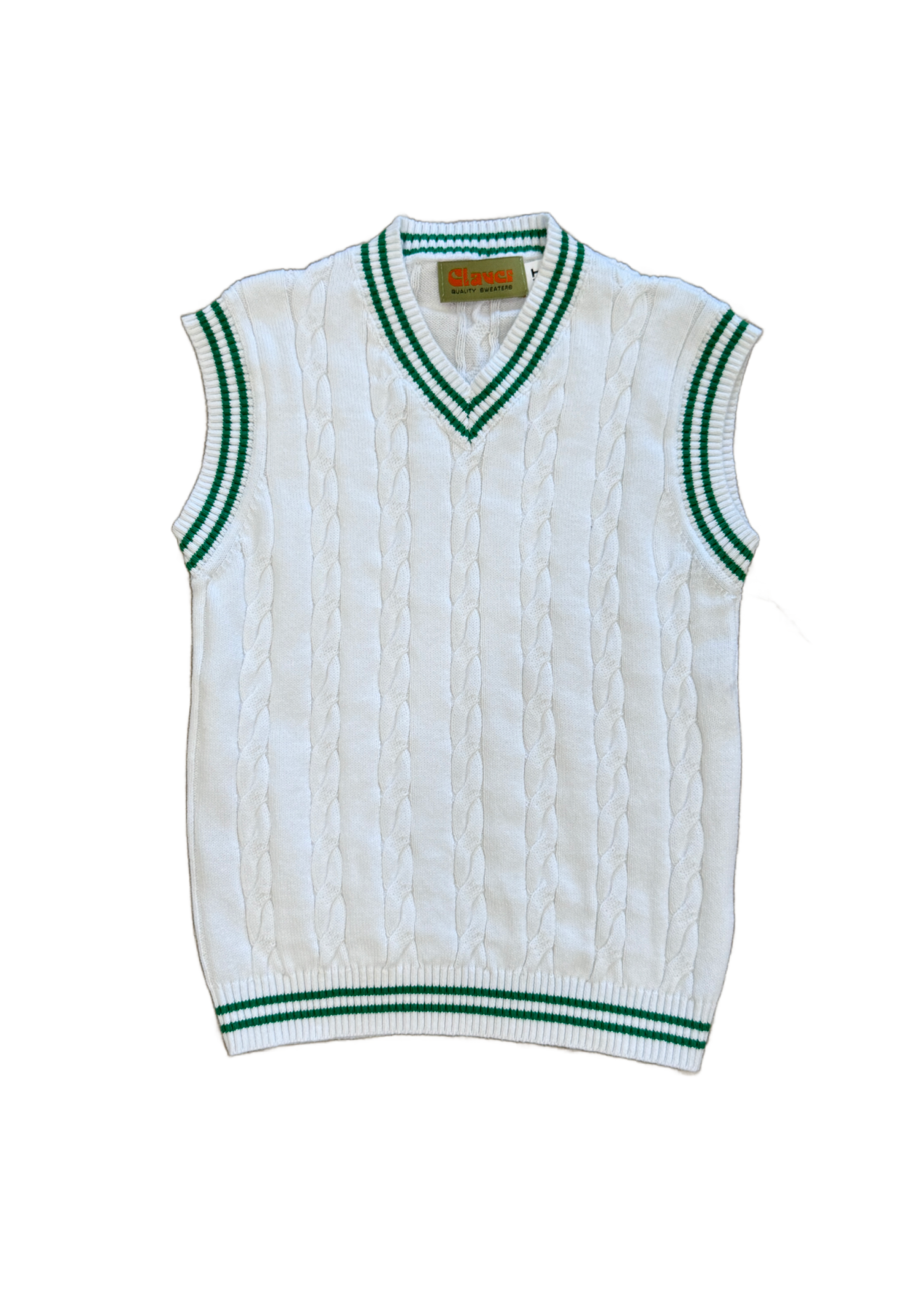 V-Neck Cable Vest White with Kelly Green – The Frilly Frog V-Neck Cable Vest White with Kelly Green – The Frilly Frog