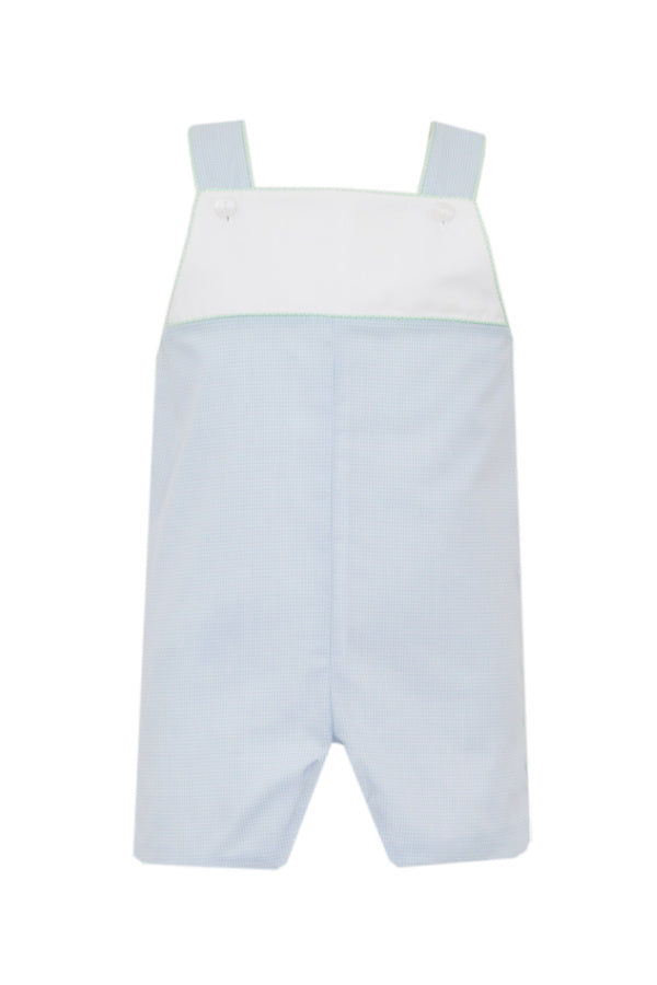 Light Blue Gingham Boy Jon Jon Trimmed In Green Gingham