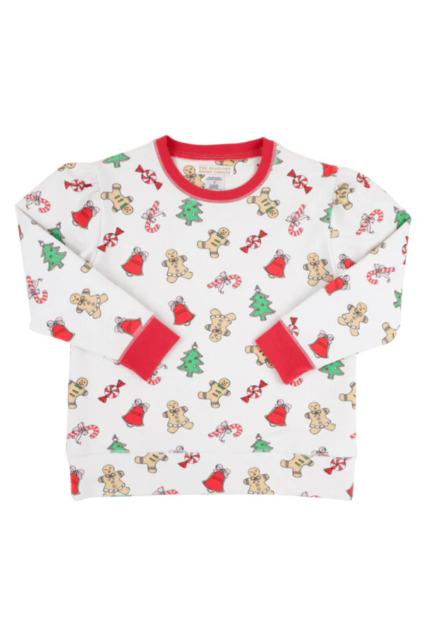 Cassidy Comfy Crewneck Puff Sleeve Sugar Plum with Richmond Red