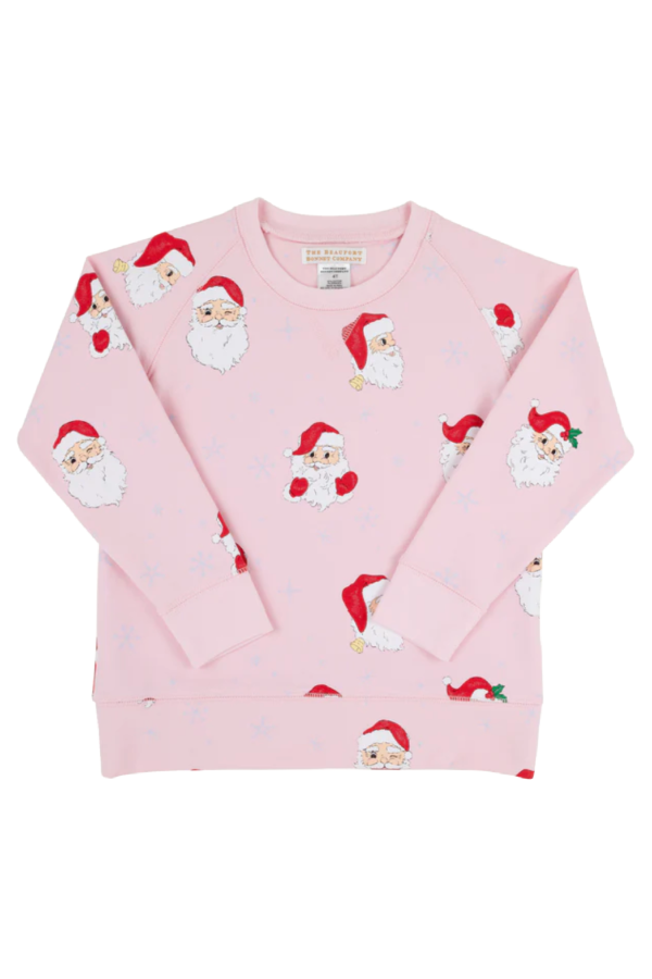 Cassidy Comfy Crewneck Dear Santa Palm Beach Pink