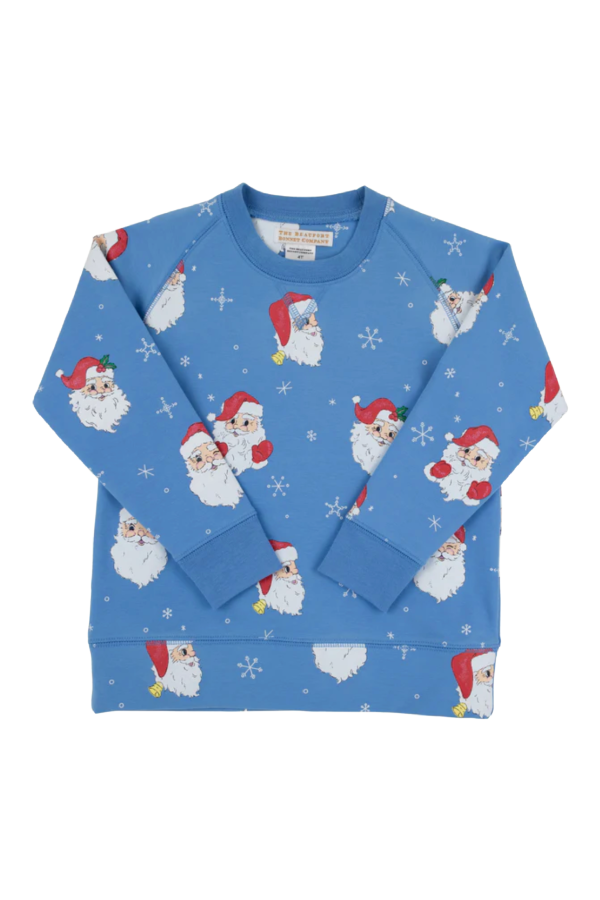 Cassidy Comfy Crewneck Dear Santa Barbados Blue