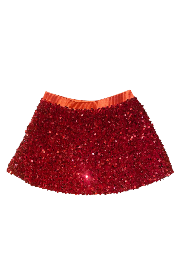Sequin Skort Red
