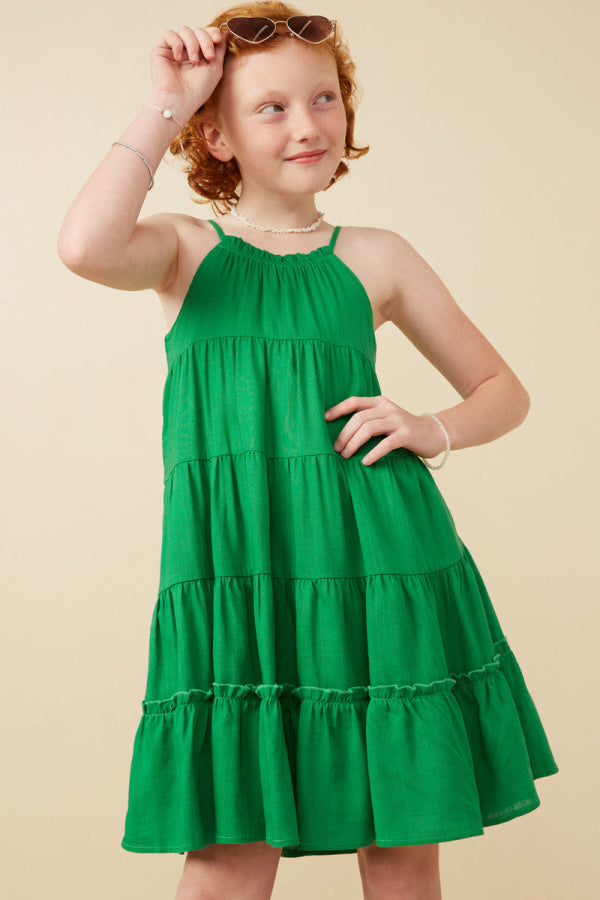 Tiered Ruffle Cami Dress in Green