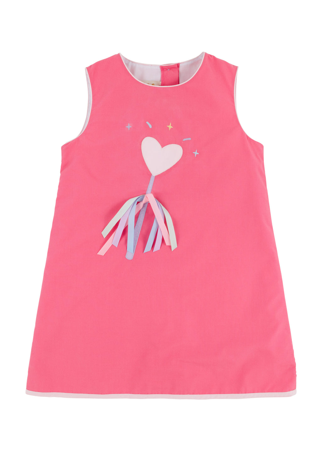 Annie Apron Dress Broadcloth Applique Romany Rose Palm Beach Pink Wand