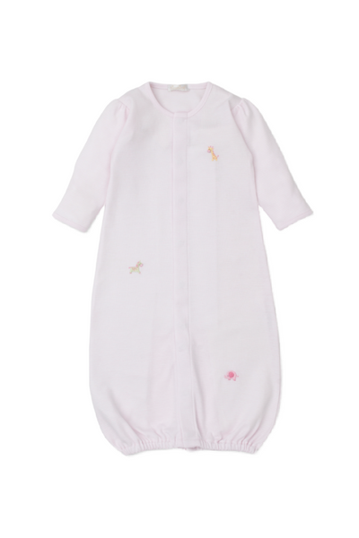 Jungle Friends Hand Embroidered Converter Gown - Light Pink Stripe