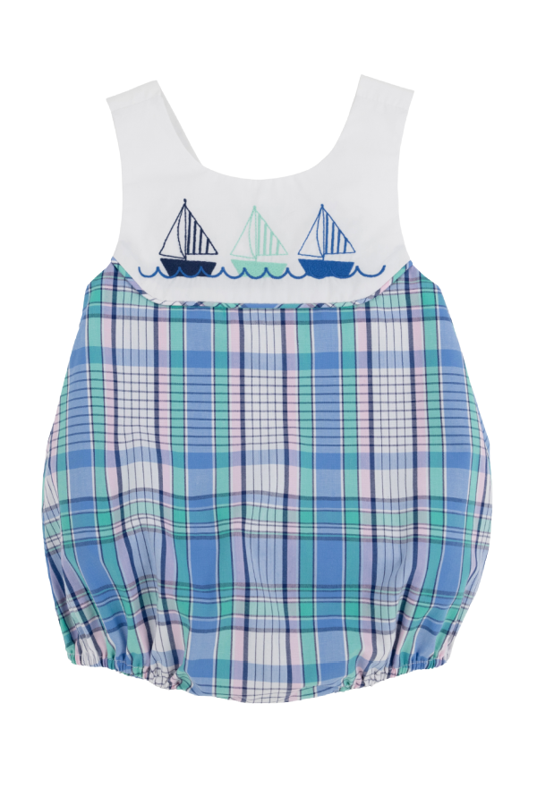 Sandler Sunsuit Lauderdale Pier Plaid Sailboats