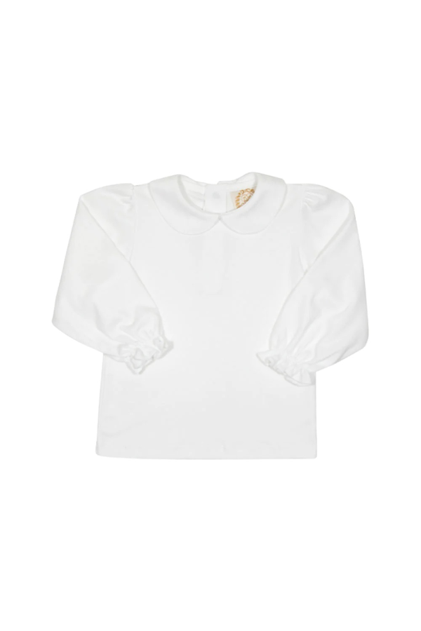 Maude's Peter Pan Collar Shirt Pima Long Sleeve in Worth Avenue White