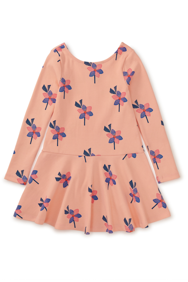 Ribbed Drop Waist Skater Dress Simple Saffron Floral