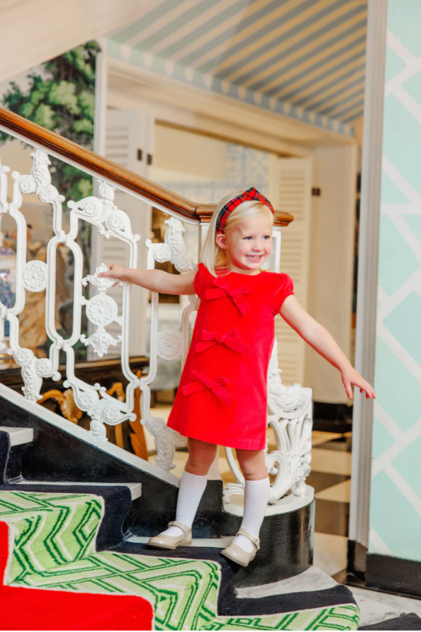 Betts Bow Dress Velveteen Richmond Red