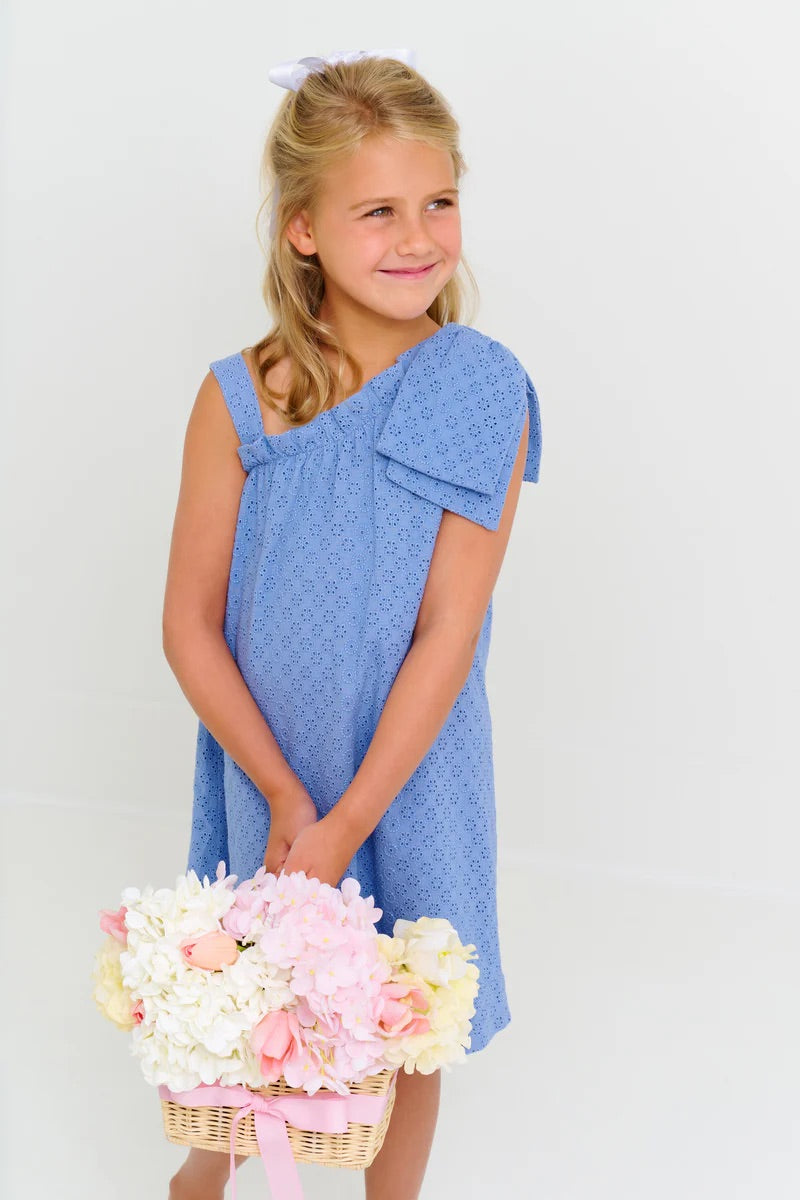 Maebelle Bow Dress Eyelet Park City Periwinkle