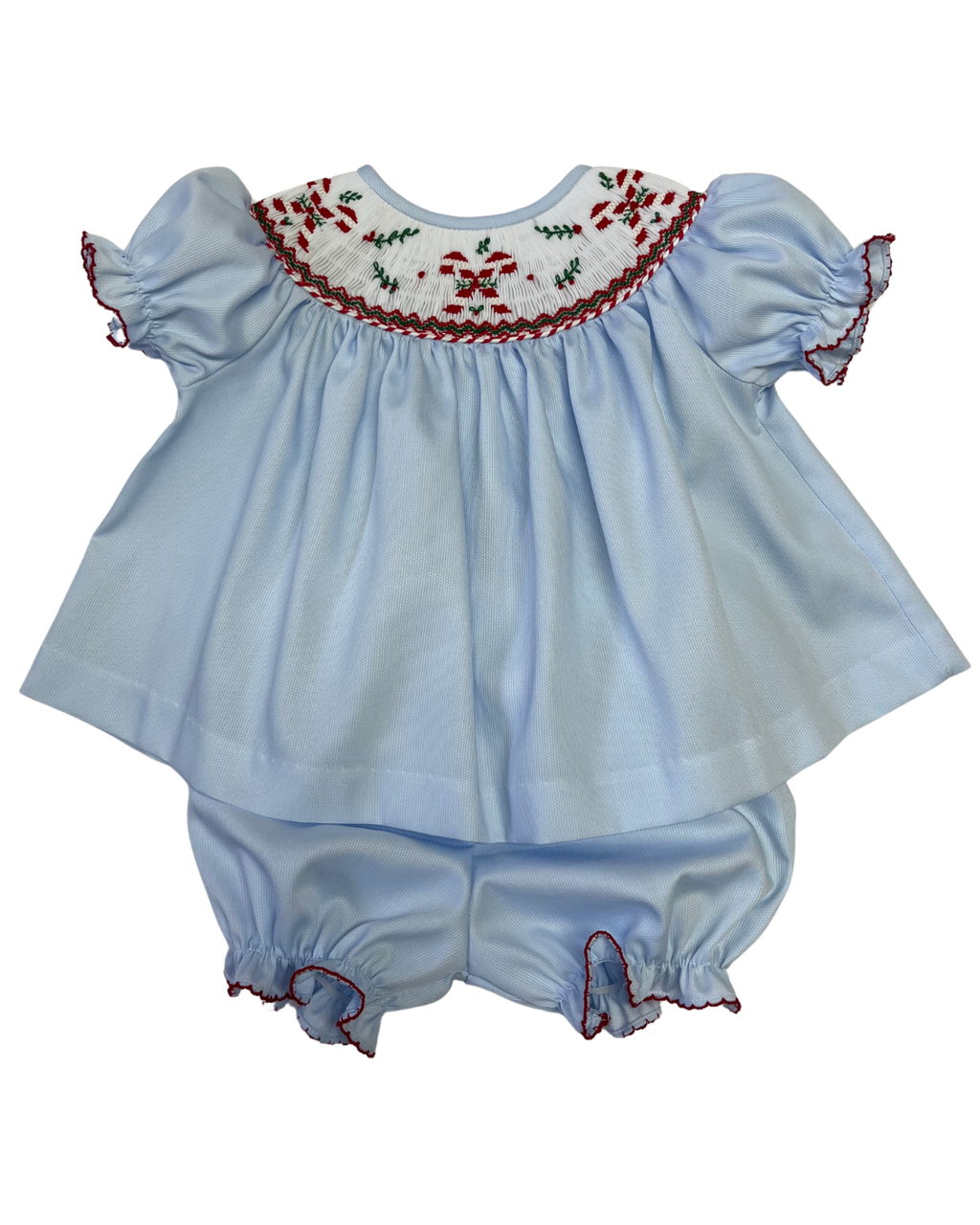 Emma Candy Cane Smocked Bloomer Set