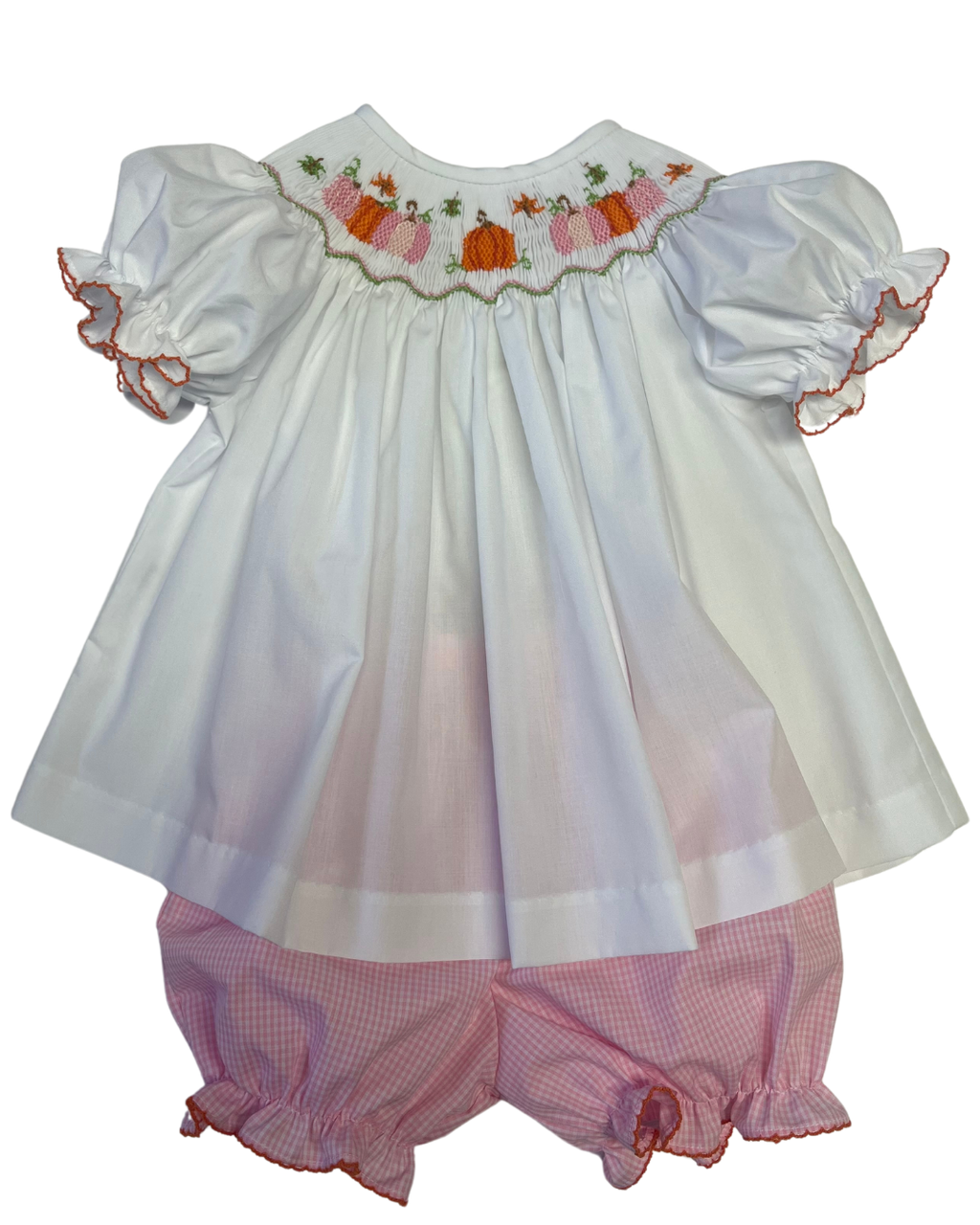Emma Pumpkin Haul Smocked Bishop Bloomer Set