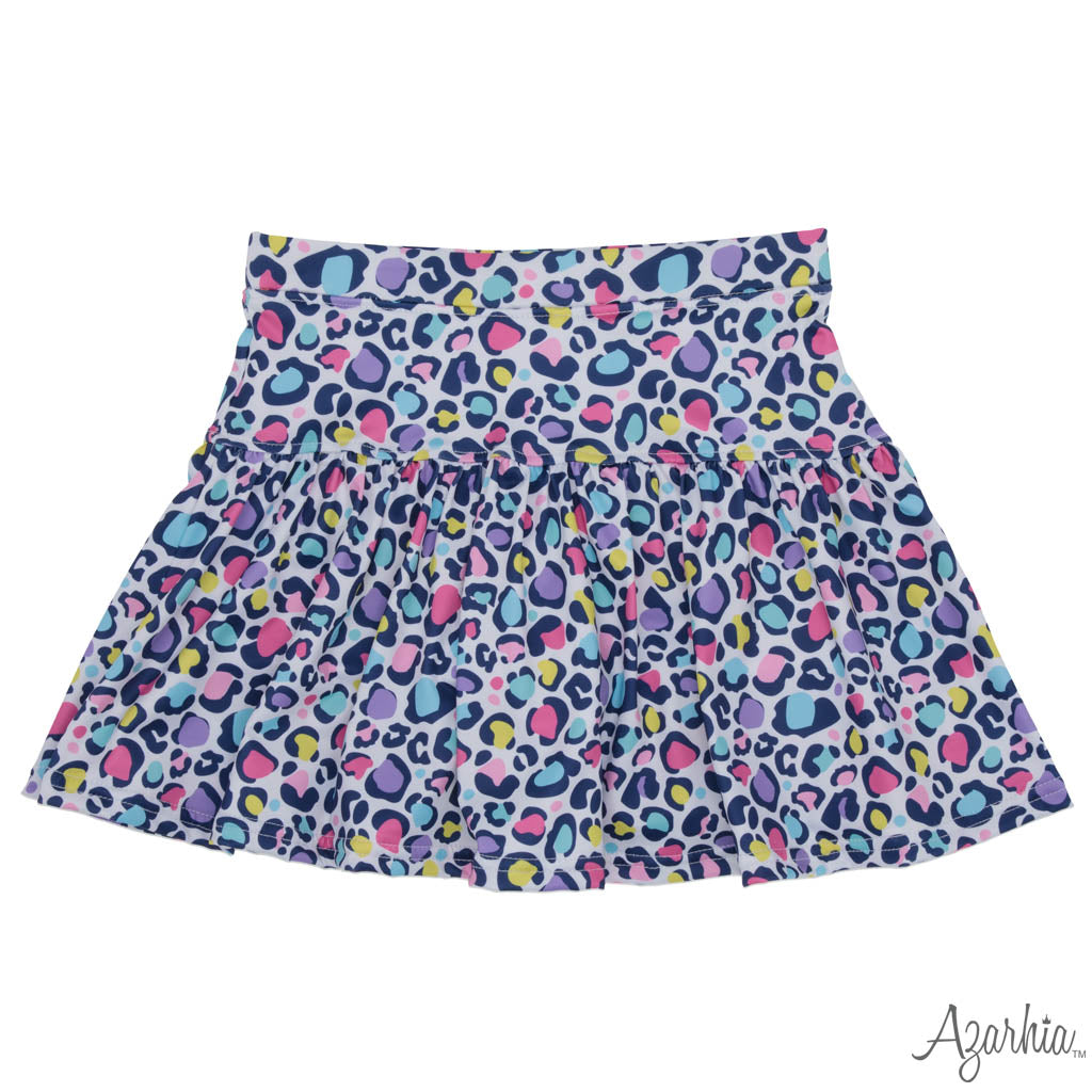 Bright Leopard Gathered Skort