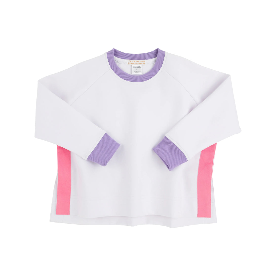 Courtney's Cozy Crewneck Worth Avenue White Palisades Purple Romany Rose