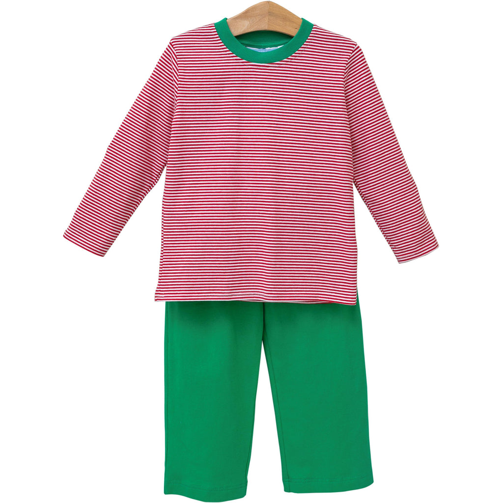 Miller Pants Set- Red Stripe/Green