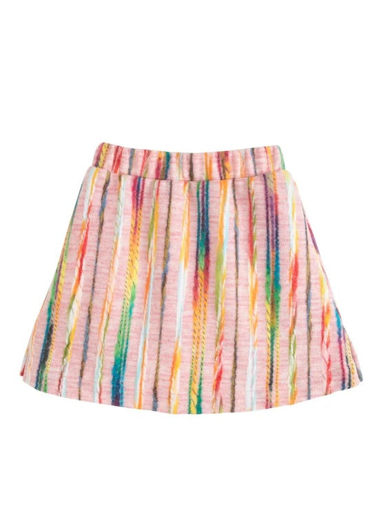 Mini Skirt - Wavy Pink Multi Wool