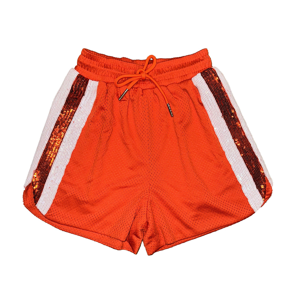Sequin Shorts Burnt Orange and White