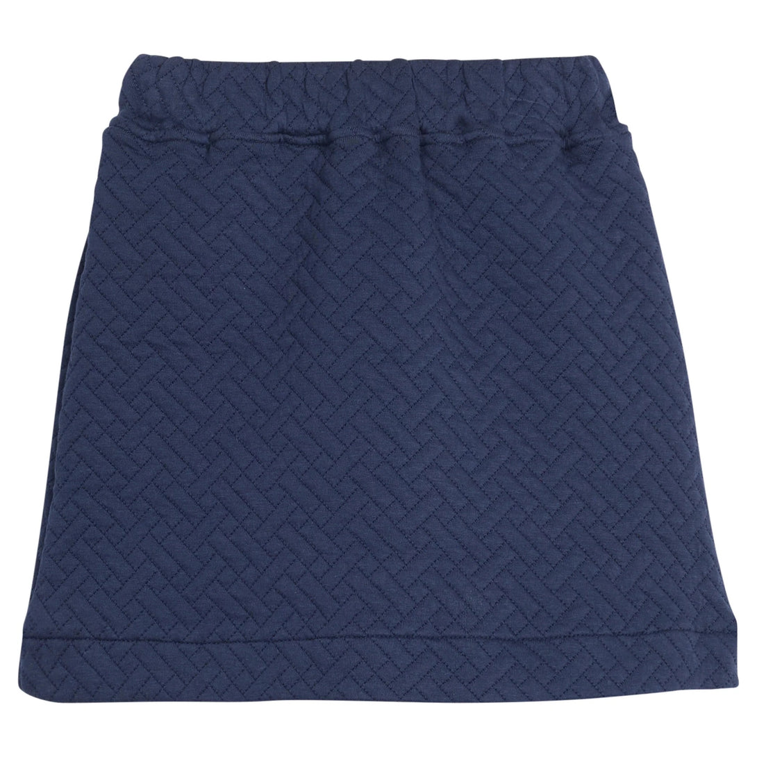 Quilted Mini Skirt - Navy Trellis