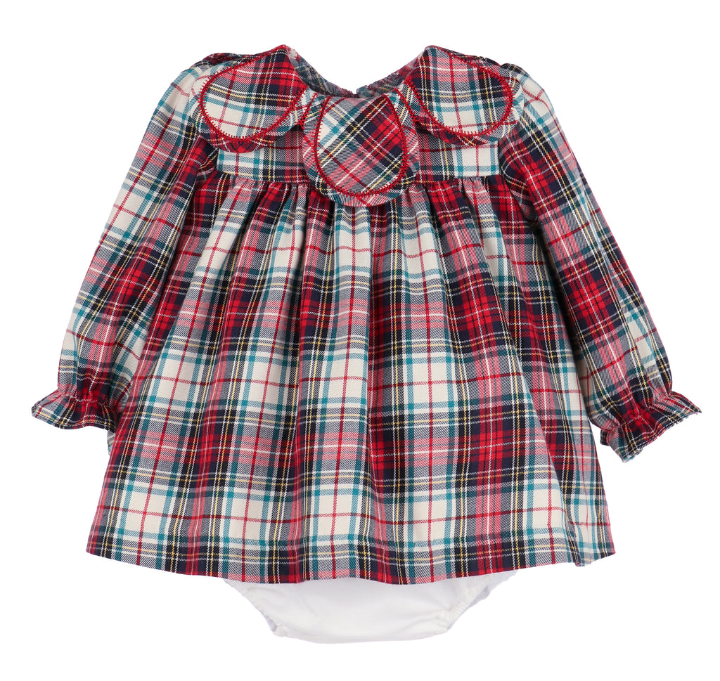 Gingerbread Plaid Petal Float Dress