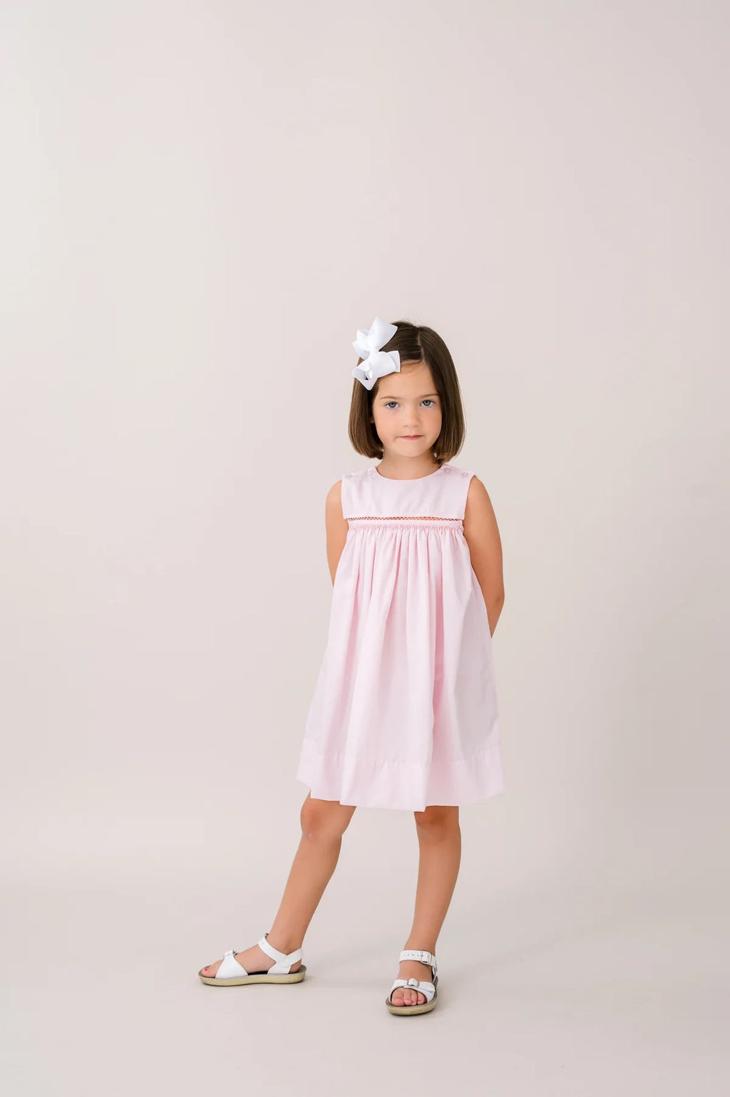 Camille Dress Lovely Pink Woven with Smocking