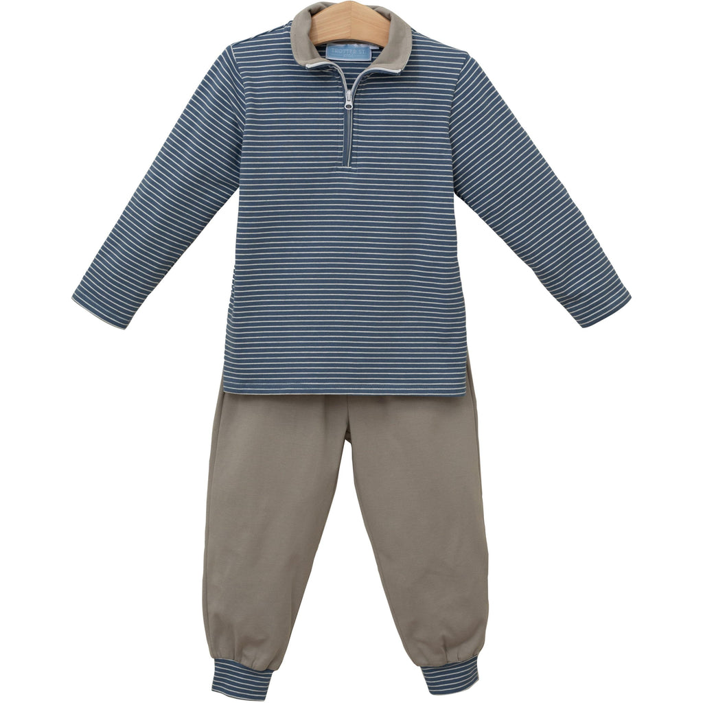 Tucker Pullover Set Blue Stripe and Beige